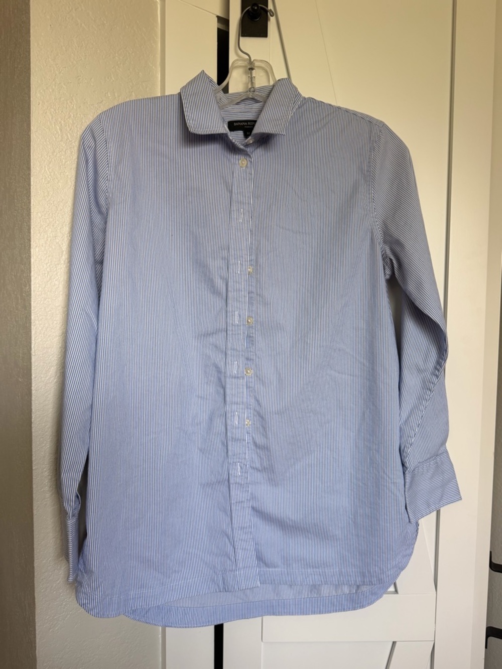 Banana Republic Light Blue and White Pinstripe Dress Shirt